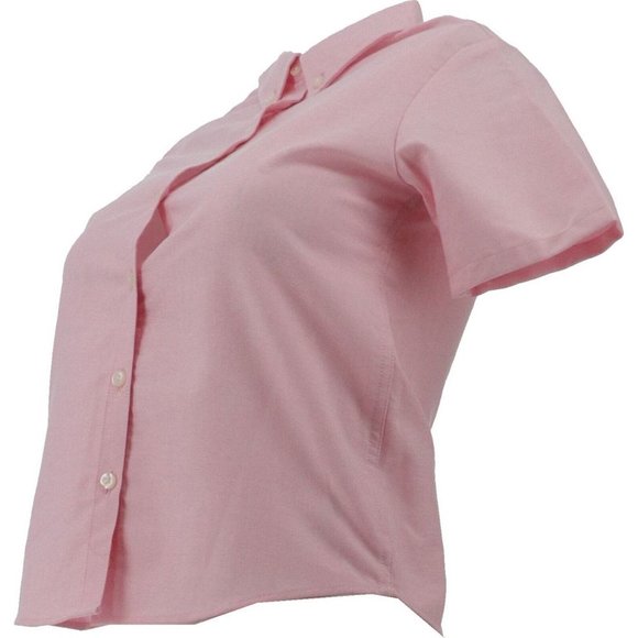 NWT LANDS' END GIRL'S SHORT SLEEVE OXFORD DRESS SHIRT DARK PINK 8‎ - Picture 2 of 7